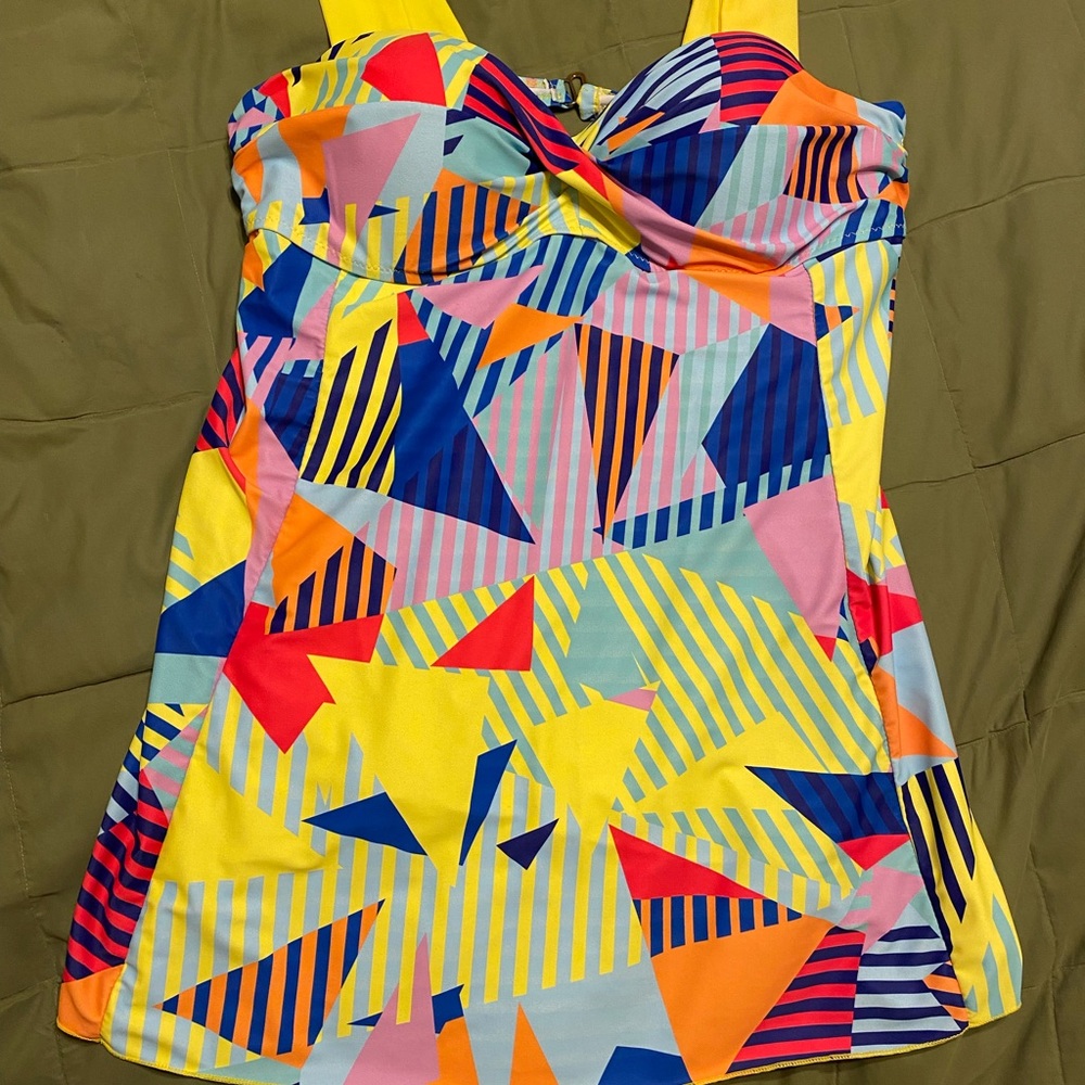 Colorful Geometric Tankini Two Piece Swimsuit XL